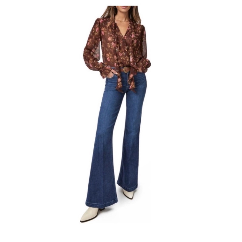 PAIGE Clemency Floral Silk Top in Rosewood Multi, xs - Picture 8 of 12
